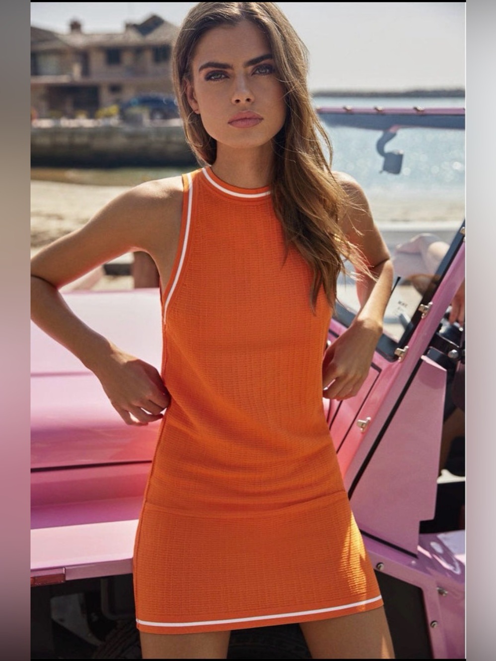 PQ Swim Paloma Logan Dress Orange Knit Cover Up NWT Size M/L $144 Retail